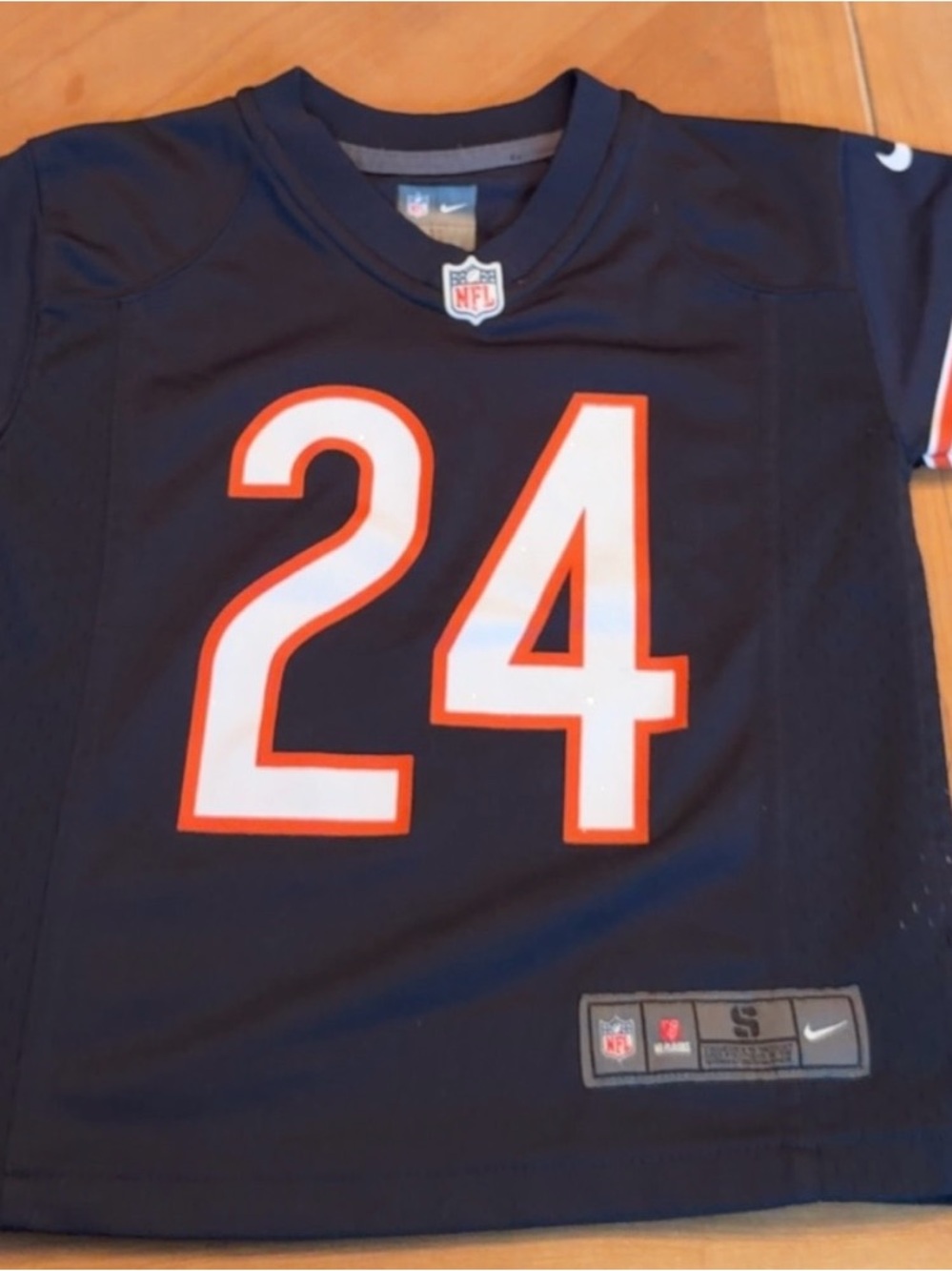 Nike Kids Navy Football Jersey with White and Orange #24